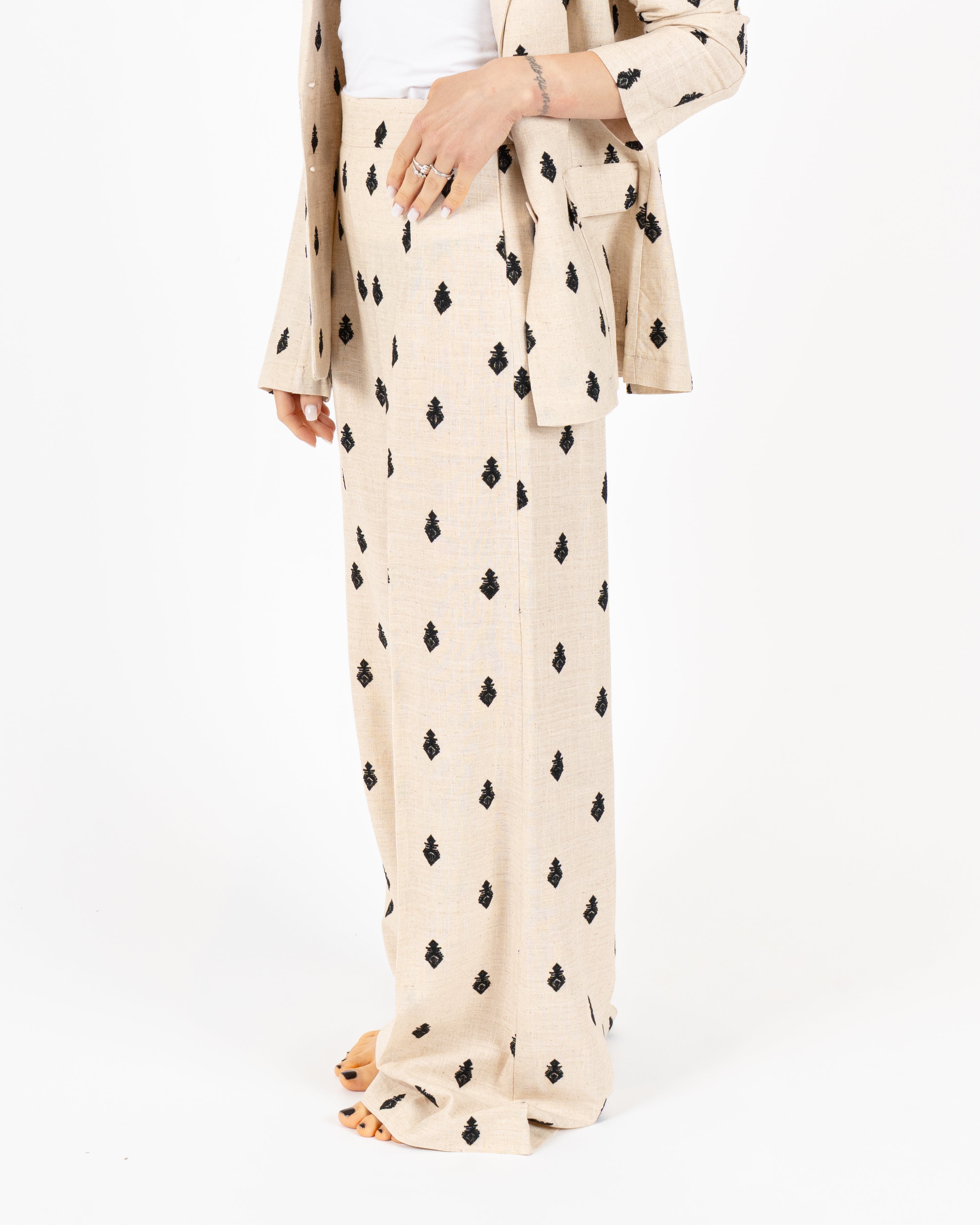 Pantalone Lino Ricamo