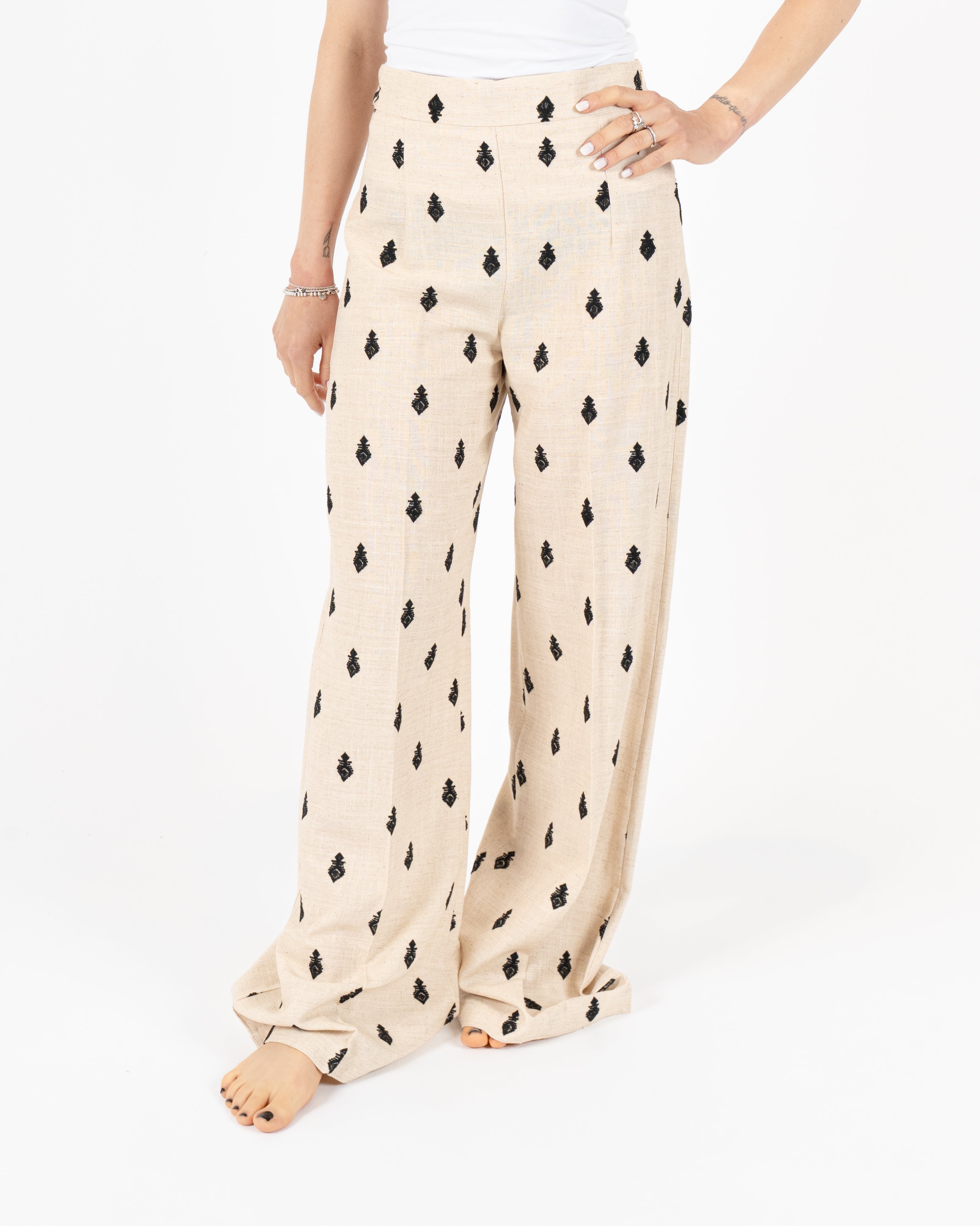 Pantalone Lino Ricamo