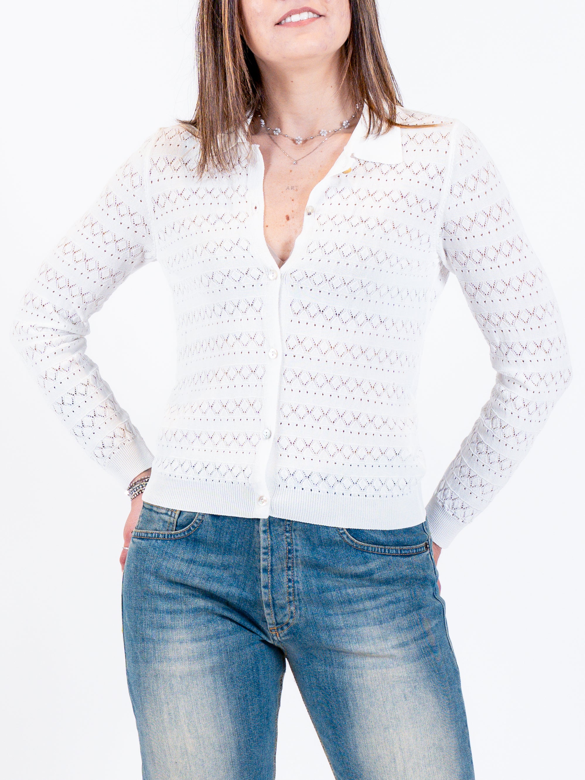 Maglia camicia traforata