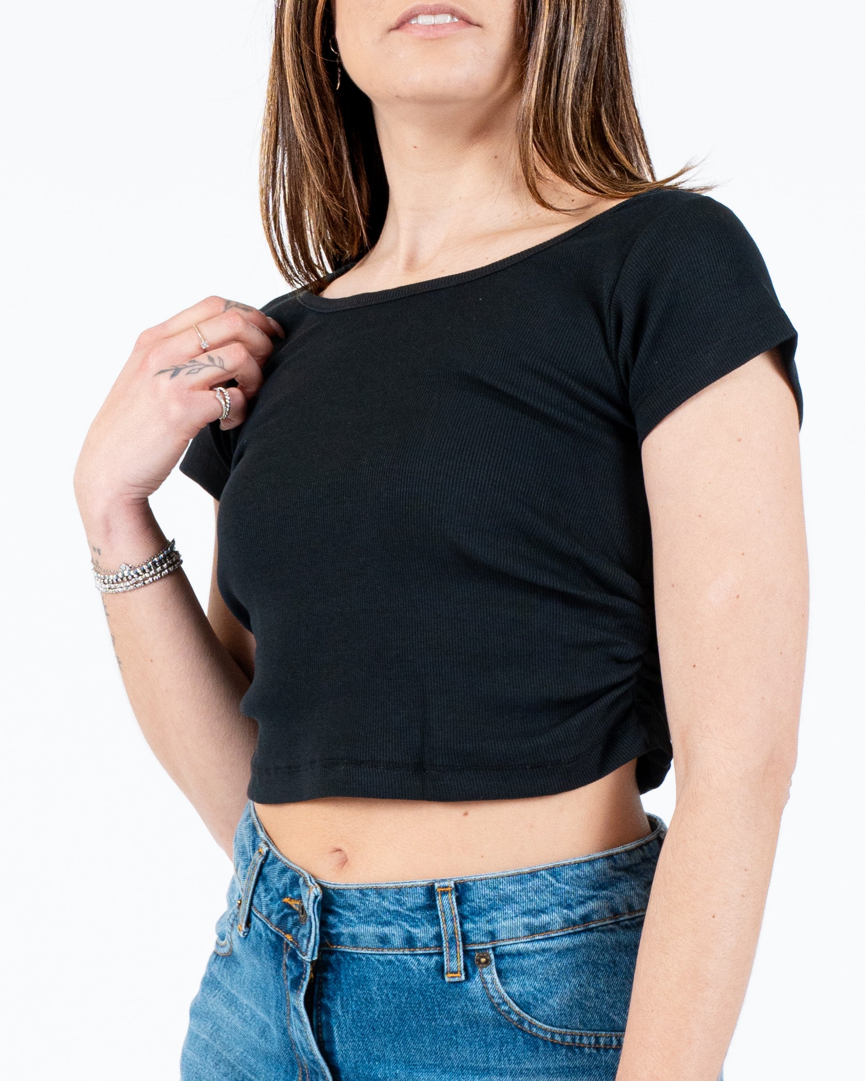 T-shirt costina arricciata