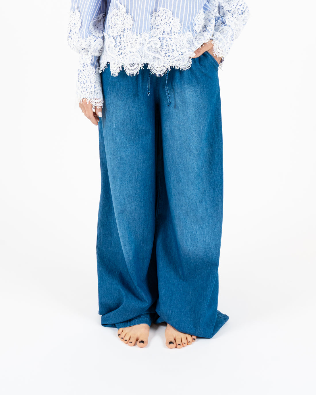 Pantalone coulisse denim