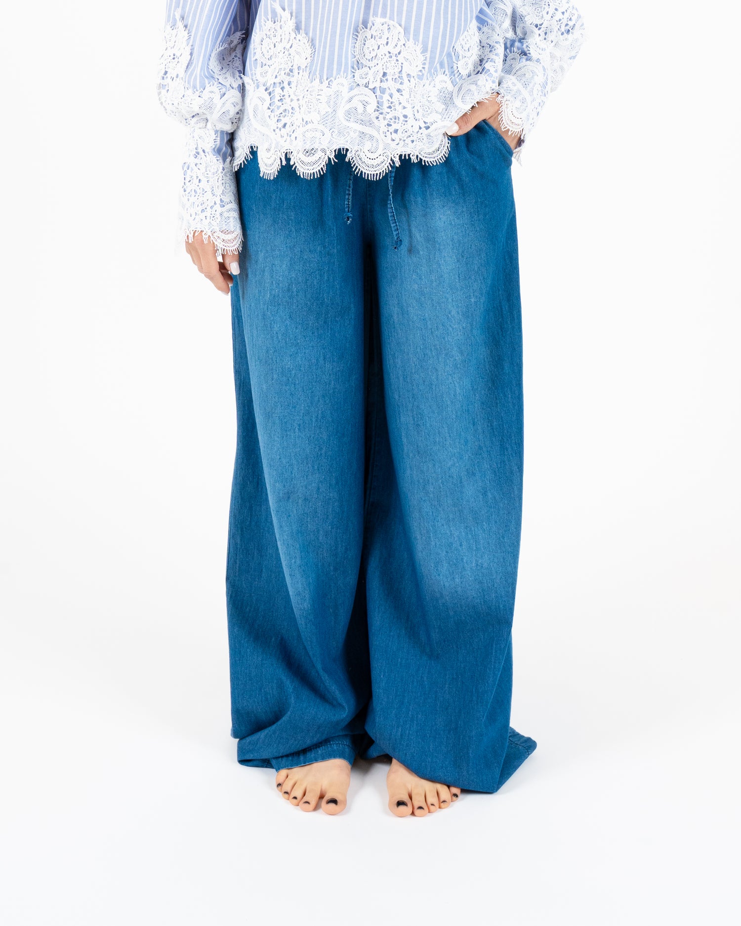 Pantalone coulisse denim