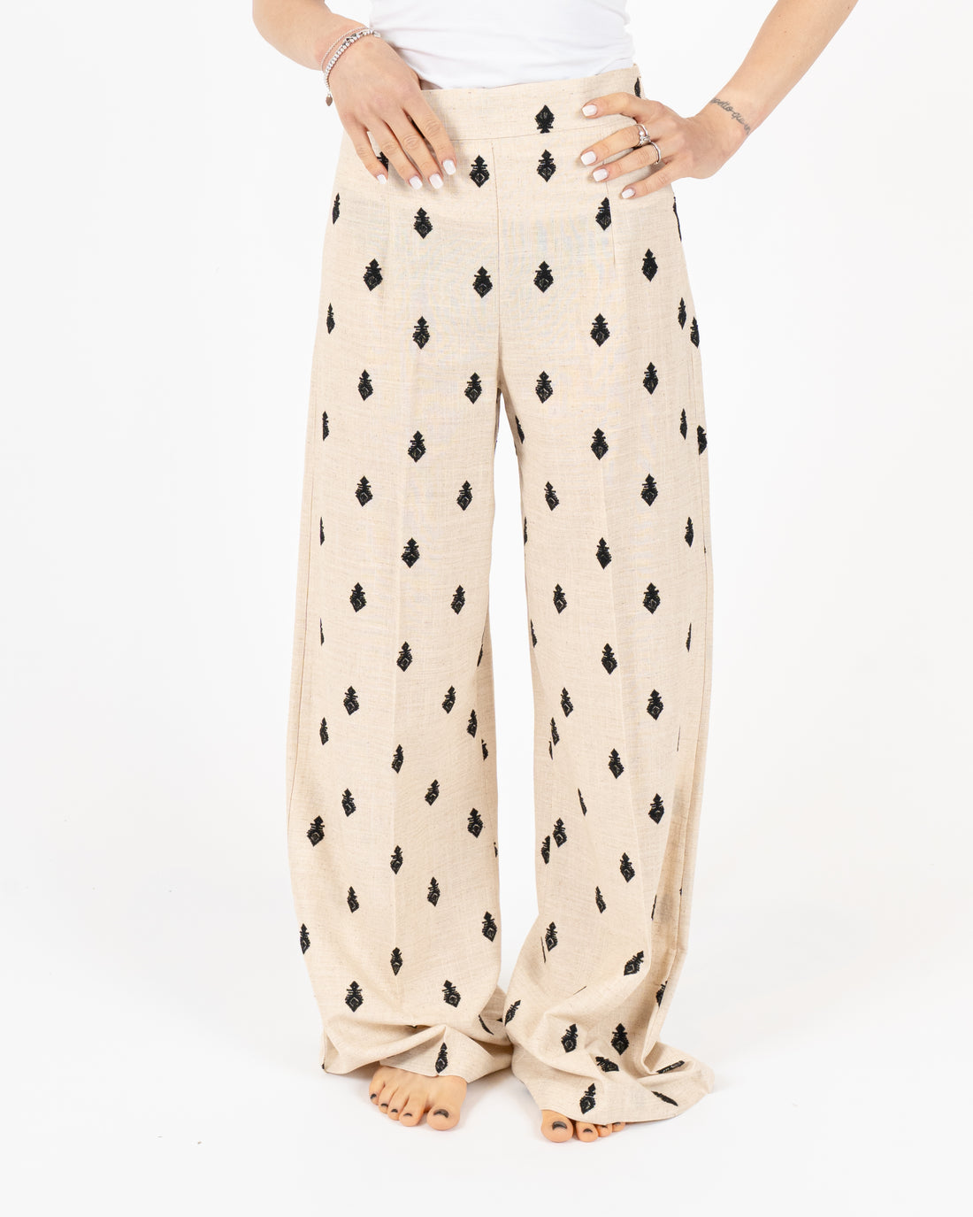 Pantalone Lino Ricamo