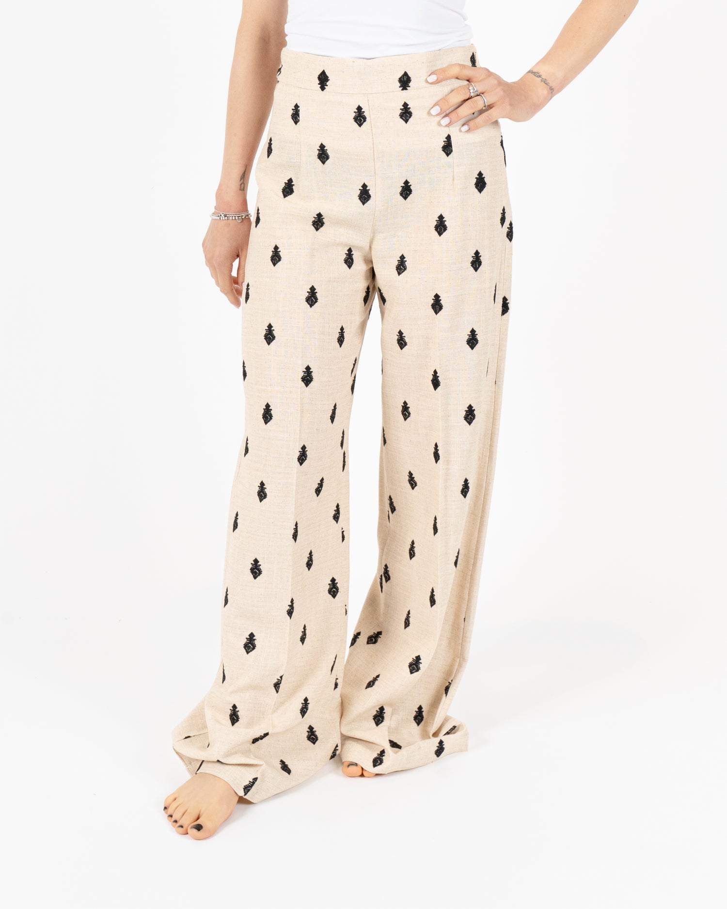 Pantalone Lino Ricamo