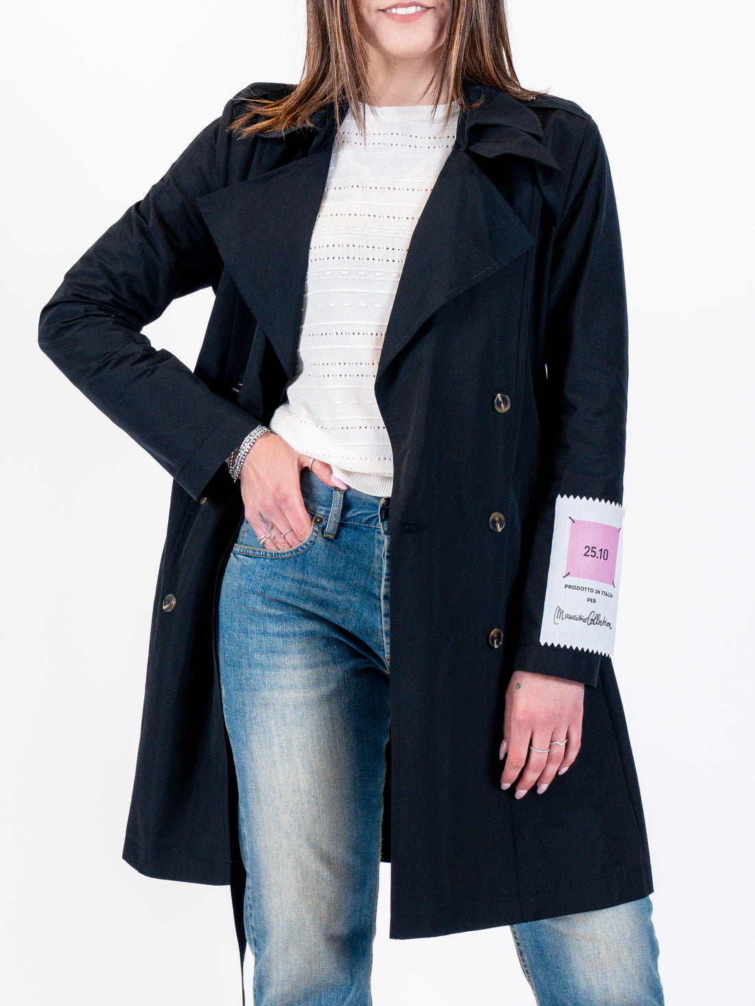 Trench lunghezza 3/4 doppio petto
