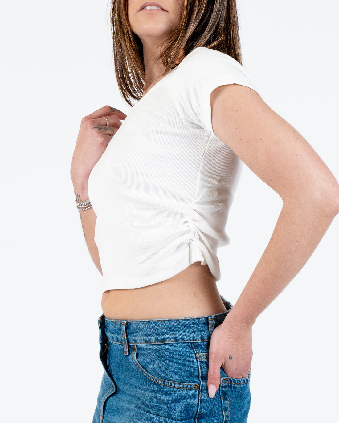T-shirt costina arricciata